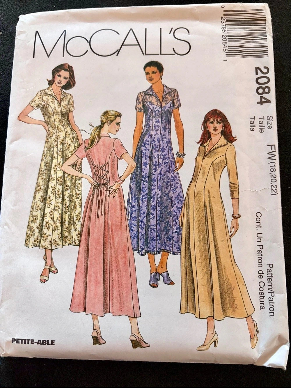 VINTAGE McCall's 2084 Misses' Pullover Dress and Slip Pattern 90s, Size 18-22
